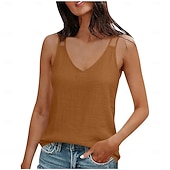 olcso Alapvető műszálas ingek-Női Nyári felsők Zsinór Tömör szín Elegáns Tropikus Napi Ujjatlan Ujjatlan V-alakú Normál felsők Napi Munka Szabadság Fűzöld Fekete Fehér Világoszöld Rubin Nyár Tavasz Ősz