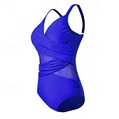 cheap One Pieces Rash Guards-Women's Bathing Suit Swimsuits One Pieces Solid Colored Mesh UV Protection Elastic Sleeveless Swimwear Swimsuit Surfing Diving Swimming Summer