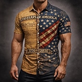  Ανδρικά 4η Ιουλίου 250ή επέτειος των ΗΠΑ Σημαία των ΗΠΑ Εμείς οι άνθρωποι Πουκάμισο Πουκάμισο με κουμπιά Κοντομάνικο Πατριωτικό ΕΞΩΤΕΡΙΚΟΥ ΧΩΡΟΥ Αργίες Καλοκαίρι Άνοιξη Απορρίπτω 3D
