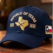 economico 250° Anniversario degli Stati Uniti-Cappello da baseball della Repubblica del Texas, cappello ricamato con stella del Texas, cappello dello Stato della Stella Solitaria, 1836-1845, blu navy con toppa con bandiera del Texas, regolabile