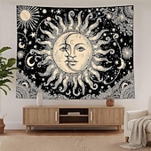 ieftine Tapiserie Pereți-Tapiserie de perete cu soare, agățat, boho ceresc, fluture, stele, flori, cameră de yoga, decor de meditație, artă spirituală zen, poster din material textil pentru sufragerie
