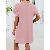abordables Vestido Sencillo-Mujer Mini vestido Vestido estilo camiseta Vestido de verano Casual Diario Holgado Plano Manga Corta Cuello Barco Azul Piscina Blanco Rosa Rojo Verano