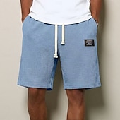 cheap Casual Shorts-Men's Waffle Waffle Shorts Shorts Casual Shorts Elastic Waist Textured Plain Comfort Breathable Knee Length Casual Outdoor Beach Vacation Fashion Light Green Navy Blue Micro-elastic