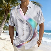 economico Camicia in Raso da Uomo-Per uomo Geometrico Marmo Arte liquida astratta Camicia Camicia in raso Camicia elegante Manica Corta Moda Casual Quotidiano Vacanza Estate Primavera Collo ripiegato Stampa 3D Camicie con bottoni
