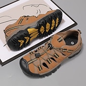 お買い得  アウトドアサンダル-メンズブラウンハイキングサンダル、レースアップ調節可能デザイン、耐久性のあるトラクションアウトソール、トレッキング、釣り、夏用機能アウトドアスタイル