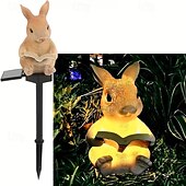 tanie Lampy Ścienne Zwenętrzne-zasilana energią słoneczną żywiczna lampa ogrodowa w kształcie królika, kreatywne światło dla zwierząt, wodoodporna, zewnętrzna, willa, trawnik, ścieżka, dekoracja na przyjęcie wielkanocne