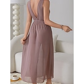 Χαμηλού Κόστους Γυναικεία Νυχτικά &amp; Sleepshirts-Γυναικεία Νυχτικιά Καθημερινό Ανατομικό Μονόχρωμες Δαντέλα Καθημερινά Σπίτι Αμάνικο Λαιμόκοψη V Μαύρο Λευκό Κρασί Βαθυγάλαζο Πράσινο του τριφυλλιού Καλοκαίρι Άνοιξη Κανονικό