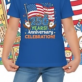  Mädchen 3D Grafik Flagge 250-jähriges Jubiläum T-Shirt Kurzarm 3D-Druck Sommer Frühling Sport Mode Streetwear Kinder 4-12 Jahre Rundhalsausschnitt Lässig Täglich Outdoor Normale Passform