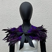 cheap Accessories-Carnival 2026 Rio Carnival Samba Accessories Women's Black Feather Cape Shawl with Satin Ribbon Tie Brazil Festival Performance Costume