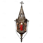 baratos Luzes decorativas-Lanterna suspensa antiga do século XIX, castiçal gótico vintage, para interiores. &amp;Suporte de vela suspenso para exterior, iluminação decorativa para quartos e corredores com estilo rústico gótico.