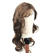 cheap Older Wigs-Silver Grey Wigs for Women, Shoulder Length Wavy Hair with Side Bangs, Natural Looking Heat Resistant Synthetic Wig for Daily Wear, Party
