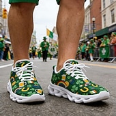 tanie Męskie buty-Męskie trampki sportowe Green Clover na Dzień Świętego Patryka – oddychające i wygodne buty do biegania na paradę irlandzką, spacery na świeżym powietrzu, imprezy świąteczne i do codziennego użytku