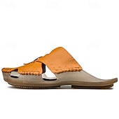 economico Sandali casual-sandali da uomo in similpelle marrone, tomaia cucita a mano, plantare comodo, stile casual rilassato, adatti per il tempo libero estivo e per l'uso interno
