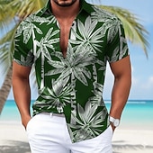 economico Camicia in Raso da Uomo-Per uomo Albero di Cocco Piante Tropicali Camicia in raso Camicie hawaiane Camicia Aloha Manica Corta Hawaiano Quotidiano Vacanza Estate Primavera Collo ripiegato Stampa 3D Camicie con bottoni Blu