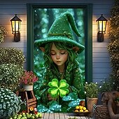 baratos Banners de Garagem e Porta-Dia de São Patrício Pôsteres Tampa da porta Banners externos Duende Estilo bonito 3D Fantasia. De Festa Dorm Sala de Adolescentes Dormitório da faculdade Quarto de fraternidade da caverna masculina