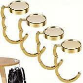 abordables Almacenamiento y organización-4 ganchos de metal plegables para bolsos, portátiles y antideslizantes, multifuncionales en tono dorado, adecuados para mesas, almacenamiento de billeteras, bolsos de mujer, ganchos para mochilas de