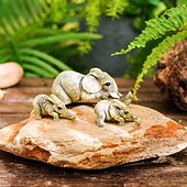 cheap Sculptures-Collectable Elephant Shelf Sitter 3Pcs Set, Mother Elephant Hanging Baby Elephants on The Edge, Mantelpiece Decoration, Hand-Painted Resin Figurines for Home Decor Gift