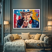  Art mural en toile patriote Uncle Sam peinture colorée de drapeau américain décoration doigt pointant toile moderne Americana