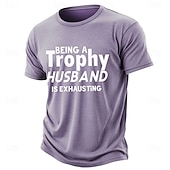 cheap Men's Funny T shirts-Vintage Distressed Being A Trophy Husband Is Exhausting Sarcastic Quote Tee Mens Washed Soft Cotton Blend Graphic Shirt Clothing Apparel S M L XL XXL XXXL