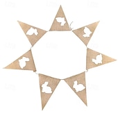 זול צעצועים חדשניים-2 סטים של קישוטי מסיבת פסחא, קישוטי מסיבה חגיגיים, קישוטי יוטה משולשים למסיבה