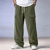 abordables pantalons décontractés-Homme Pantalons Pantalon en velours côtelé Pantalons Amples Pantalon décontracté Taille Élastique Jambe Droite Couleur Unie Confort Évacuation de l'Humidité Longueur complète Occasionnel Quotidien