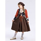  250e jubileum VS 19e eeuw jaren 1800 Prairiejurk Lange Mouwen Pionier Meisje Koloniaal Pionier Onafhankelijkheidsoorlog Kostuum Voor meisjes Halloween Carnaval 4 juli Kinderen Kleding Schort