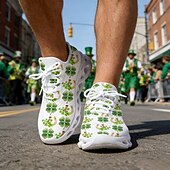 tanie Męskie buty-Męskie trampki sportowe Green Clover na Dzień Świętego Patryka – oddychające i wygodne buty do biegania na paradę irlandzką, spacery na świeżym powietrzu, imprezy świąteczne i do codziennego użytku