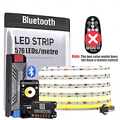 olcso Plug Strip Lights-COB LED intelligens szalagfények, időzítő zeneszinkronizáció, RF távirányítóval és alkalmazással szabályozható, fényes, 16,4-65 láb (3000-6500k), COB LED fényszalag hálószobába, nappaliba,