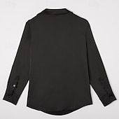 Недорогие Мужские атласные рубашки-Муж. Рубашка Атласная рубашка Повседневная рубашка Кнопка рубашка Выпускная рубашка Pullover Полотняное плетение Для вечеринок Свадьба Черный Темно синий Длинный рукав V-образный вырез