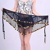 cheap Tops &amp; Sets-Samba Dancewear Silver Sequin Tassel Top &amp; Iridescent Skirt Belly Dance Setl Performance Costume