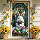Χαμηλού Κόστους Γκαράζ &amp; Πινακίδες Πόρτας-Πάσχα Αφίσες Κάλυμμα πόρτας Πανό εξωτερικού χώρου Rabbit χαριτωμένο στυλ 3D Πάρτι Κοιτώνας Δωμάτιο Εφήβων Κοιτώνας Κολλεγίου Υπνοδωμάτιο Guys Man Cave Frat Φόντα λήψης Διακόσμηση Σπιτιού
