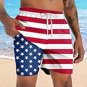 economico Shorts Patriottici 250-Per uomo 4 luglio, 250° anniversario degli Stati Uniti Bandiera degli Stati Uniti Patriottico Pantaloncini foderati Pantaloncini da bagno 2 in 1 Pantaloncini da mare Misura del girovita medio Moda
