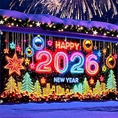cheap Garage &amp; Door Banners-New Year Tapestry Garage Door Cover Large Hanging Backdrop Landscape Rustic Cottagecore 3D Party Outdoor Shooting Backgrounds Front Door Home Decor