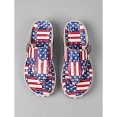  Sandales à talon compensé patriotes rouges et bleues pour femmes du 250e anniversaire des États-Unis - Chaussures d'été confortables à semelle amortissante pour les parades les festivals la marche et