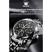 abordables Montres mécaniques-Montre homme Olevs neuve, élégante et fonctionnelle, avec affichage des phases de la lune, du calendrier, de l'heure sur 24 heures et du jour de la semaine. Montre mécanique automatique multifonctions