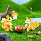 halpa Veistokset-4 kpl pikkuoravia, sammal-mikromaisema-orava-puutarhan koriste-esineitä, kodin työpöydän pieniä koriste-esineitä tee-se-itse, ulkotilojen mini-nurmikon koristelu, sarjakuva-orava-sarja, auton sisustus
