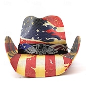  250° anniversario USA Retrò Vintage Far West Cappello da Cowboy Cappello da cowgirl Cowgirl Cowboy Cowboy del West Costume Unisex Mascherata 4 Luglio Feste Giorno dell'Indipendenza Adulti Cappello
