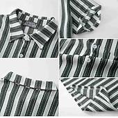 baratos Camisas casuais inteligentes masculinas-Homens Camisa Social Camisa casual camisa de botão Azul Verde Caqui Manga Curta Tiras verticais Colarinho de Camisa Casual Diário Roupa Elegante Moda Casual