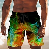 economico Stampa Geometrica-Per uomo Illusione ottica Fiamma Bagliore al neon Costumi da bagno Pantaloncini da mare Pantaloncini da Surf Misura del girovita medio Moda Casual All'aperto Vacanza Abbigliamento Quotidiano Tasche