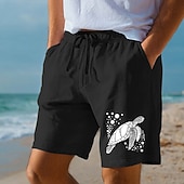 abordables Día festivo-Hombre Tortuga Criaturas del mar Pantalón corto Pantalones cortos de playa Pantalones cortos de algodón Media cintura Hawaiano Casual Diario Playa Festivos Bolsillos laterales Cintura elástica con