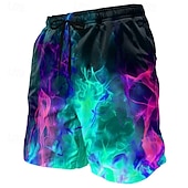 abordables Impresión Geométrica-Hombre Fuego Resplandor de neón Boxers de Natación Pantalones de Natación Pantalones de Surf Media cintura Moda informal Exterior Vacaciones Uso Diario Bolsillos laterales Forro de malla Cintura