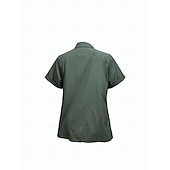 preiswerte Einfache Blusen-Damen Sommerhemd Kleidhemd Bluse Tasche Knöpfe Elegant Vintage Stilvoll Kurzarm Umlegekragen Normale Oberteile Täglich Arbeit Grün Sommer Frühling