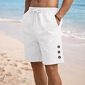 ieftine Vacanţă-Bărbați Pantaloni Scurți Pantaloni scurți din in Pantaloni scurți de vară Pantaloni scurți de plajă Cordon Talie elastică Simplu Confort Respirabil Lungimea genunchiului Zilnic În aer liber Concediu