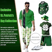 cheap St. Patrick's Day Bottoms-St. Patrick's Day Men's Geometric Tartan Gradient Color Trousers Dress Pants Suit Pants Mid Waist Vintage Retro Holiday Relaxed Fit Flat Front Dress Pants with Side Pockets Spring Fall 3D Print Green