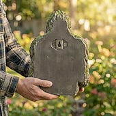 billige Utendørs vegghenger-Bigfoot fuglemater, vanntett utendørs skulptur med palmeskål &amp;skjult nøkkelhullshenger, tremontert/hengende hagedekor for fugletitting i hagen, for naturelskere