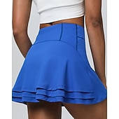 cheap Women's Skirts &amp; Skorts-Women's Solid Colored Casual Skirt Tennis Skirts Tennis Dress Sport Skirt Ruched Elastic Waist Breathable Tennis Running Fitness Skirt Dark Grey Black White Tennis Clothing