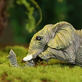 cheap Sculptures-Collectable Elephant Shelf Sitter 3Pcs Set, Mother Elephant Hanging Baby Elephants on The Edge, Mantelpiece Decoration, Hand-Painted Resin Figurines for Home Decor Gift