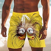  Ανδρικά Κινούμενα σχέδια Αστείος Πάπια Μαγιό Βερμούδα Σορτσάκια Κολύμβησης Σορτς παραλίας Μεσαία Μέση Χαβανέζα Διακοπές στην παραλία Πλαϊνές τσέπες Διχτυωτή επένδυση Ελαστική μέση με κορδόνι