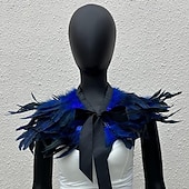 cheap Accessories-Carnival 2026 Rio Carnival Samba Accessories Women's Black Feather Cape Shawl with Satin Ribbon Tie Brazil Festival Performance Costume
