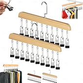 Недорогие Хранение вещей и организация пространства-Набор из 2 органайзеров для шкафа с 10 зажимами — компактный подвесной органайзер для шкафа, металлические зажимы с силиконовой подкладкой, вращающиеся на 360°, многофункциональные крючки для вешалок